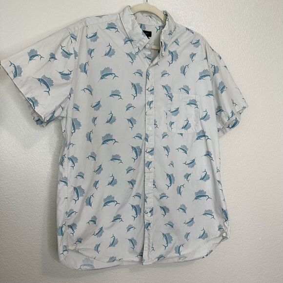 J. Crew Sword Fish Pattern Button Down Men’s Shirt - Picture 2 of 13